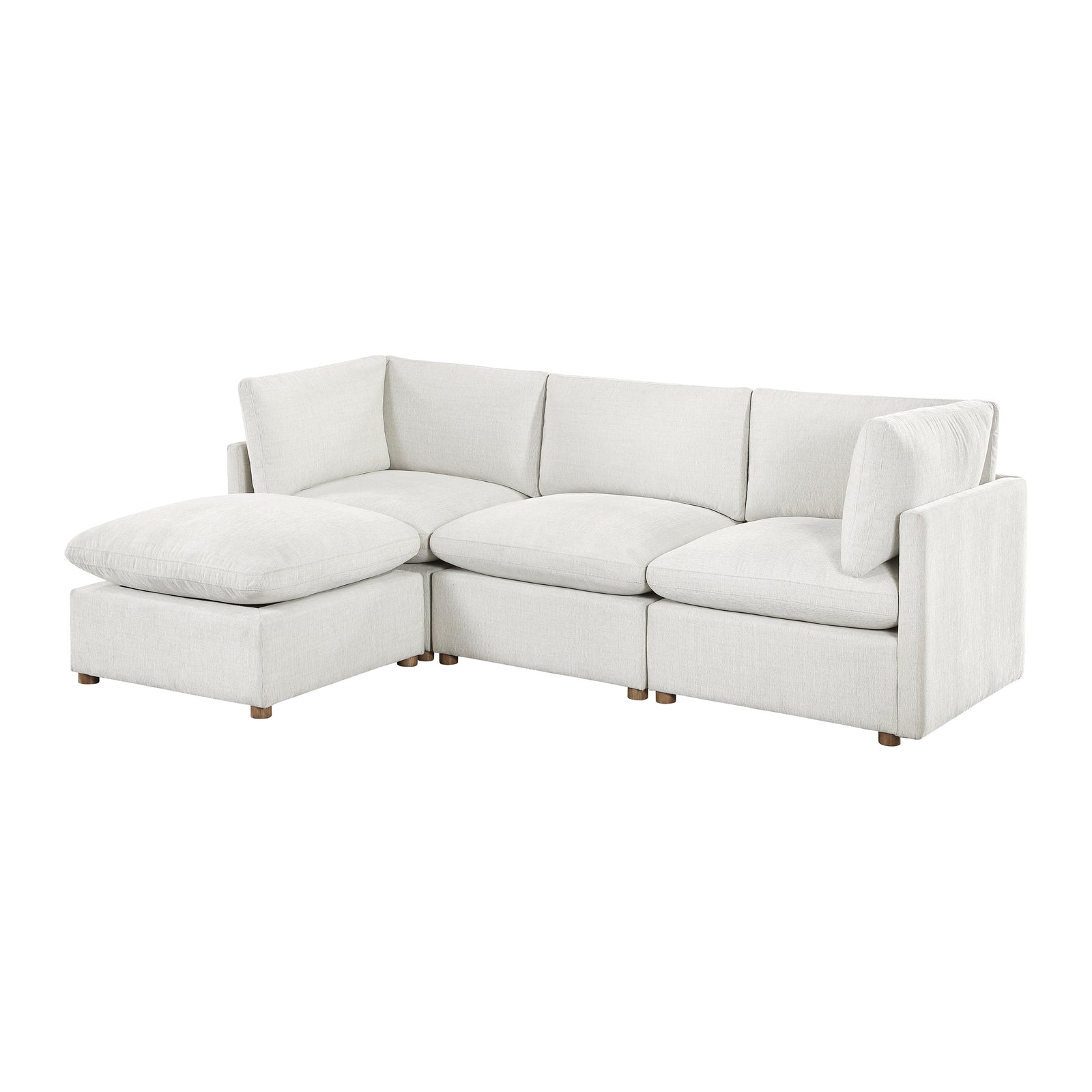 Solara Chenille Fabric 4-Piece Modular Sectional with Ottoman