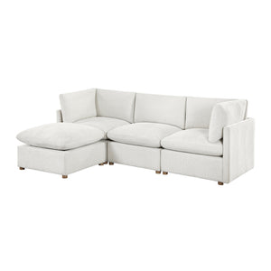 Solara Chenille Fabric 4-Piece Modular Sectional with Ottoman