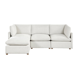 Solara Chenille Fabric 4-Piece Modular Sectional with Ottoman