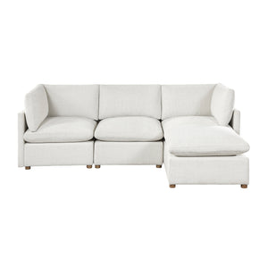 Solara Chenille Fabric 4-Piece Modular Sectional with Ottoman
