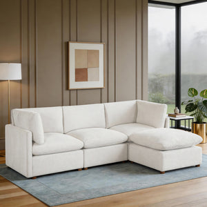 Solara Chenille Fabric 4-Piece Modular Sectional with Ottoman