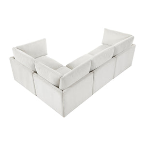Solara Chenille Fabric 4-Piece Modular Sectional