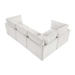 Solara Chenille Fabric 4-Piece Modular Sectional