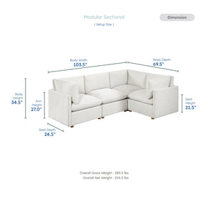 Solara Chenille Fabric 4-Piece Modular Sectional