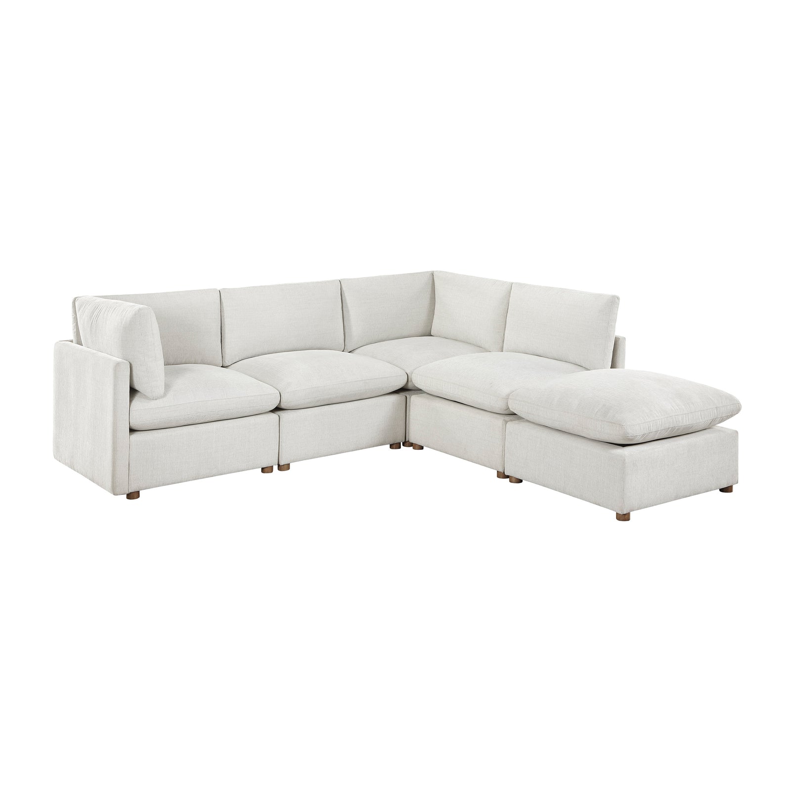 Solara Chenille Fabric 5-Piece Modular Sectional with Ottoman