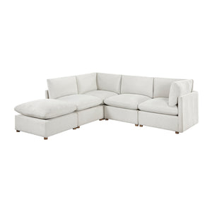 Solara Chenille Fabric 5-Piece Modular Sectional with Ottoman