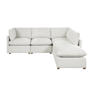Solara Chenille Fabric 5-Piece Modular Sectional with Ottoman
