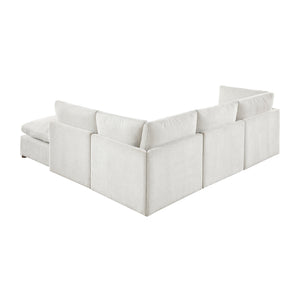Solara Chenille Fabric 5-Piece Modular Sectional with Ottoman