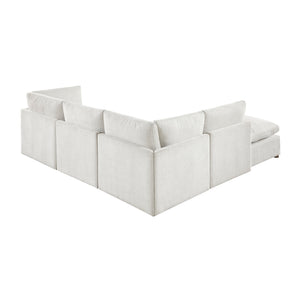 Solara Chenille Fabric 5-Piece Modular Sectional with Ottoman