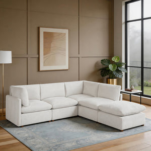Solara Chenille Fabric 5-Piece Modular Sectional with Ottoman