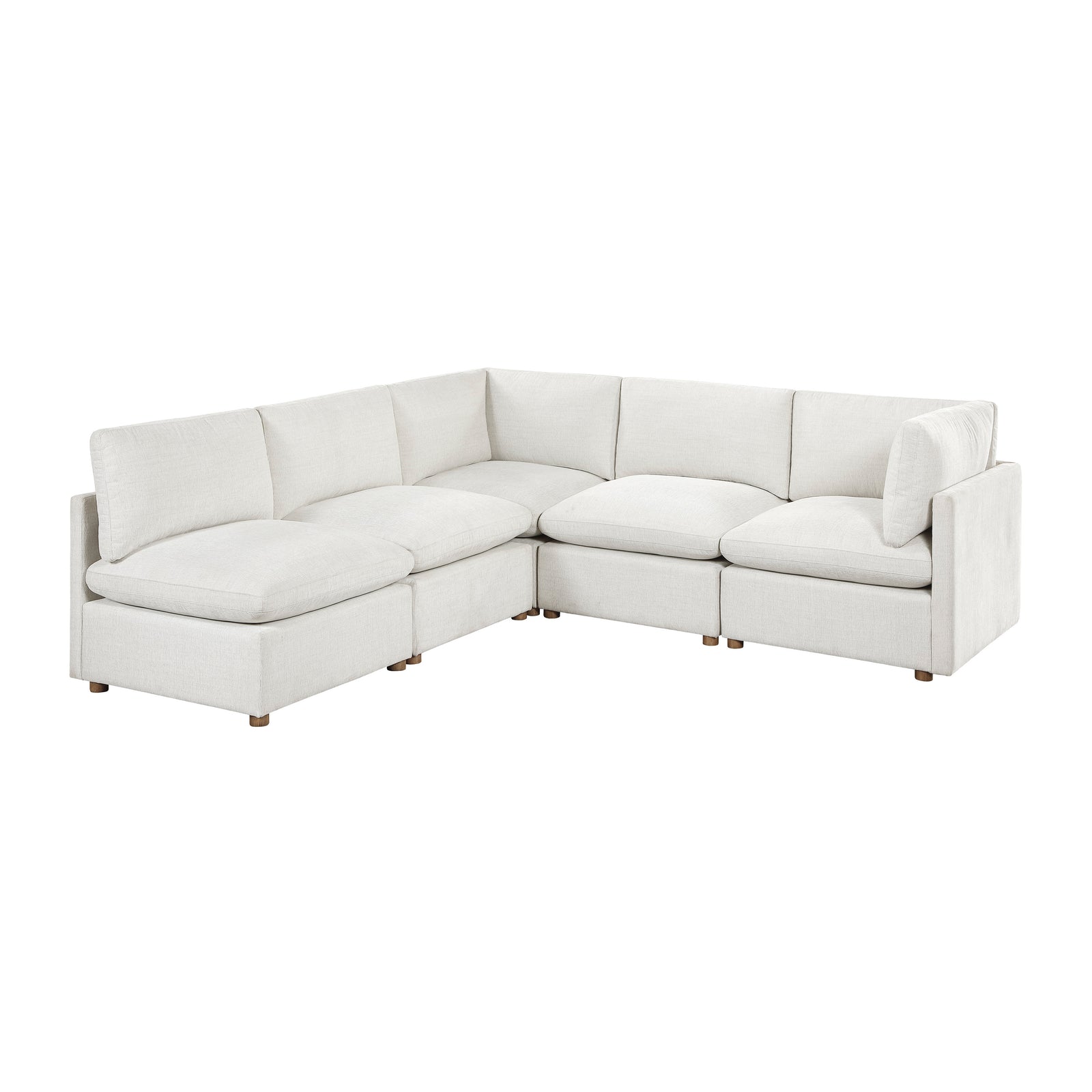 Solara Chenille Fabric 5-Piece Modular Sectional