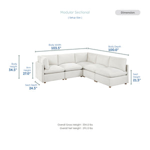 Solara Chenille Fabric 5-Piece Modular Sectional