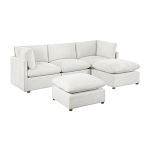 Solara Chenille Fabric 5-Piece Modular Sectional with Two Ottomans