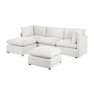 Solara Chenille Fabric 5-Piece Modular Sectional with Two Ottomans