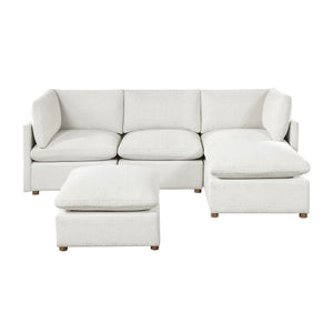 Solara Chenille Fabric 5-Piece Modular Sectional with Two Ottomans