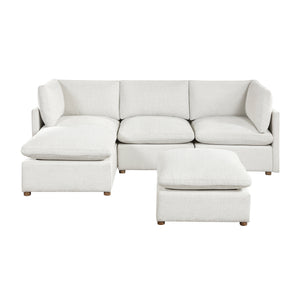 Solara Chenille Fabric 5-Piece Modular Sectional with Two Ottomans