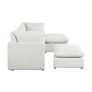 Solara Chenille Fabric 5-Piece Modular Sectional with Two Ottomans