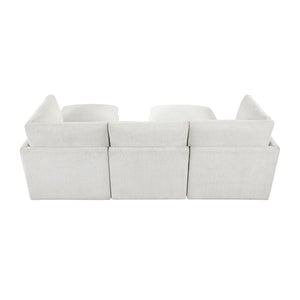 Solara Chenille Fabric 5-Piece Modular Sectional with Two Ottomans