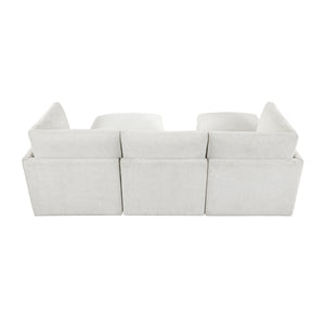 Solara Chenille Fabric 5-Piece Modular Sectional with Two Ottomans