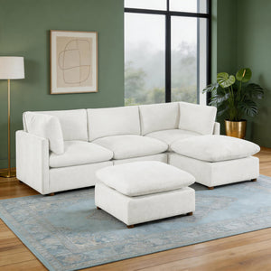 Solara Chenille Fabric 5-Piece Modular Sectional with Two Ottomans