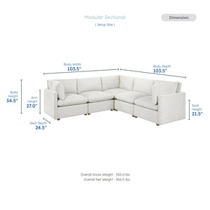 Solara Chenille Fabric 5-Piece Modular Sectional