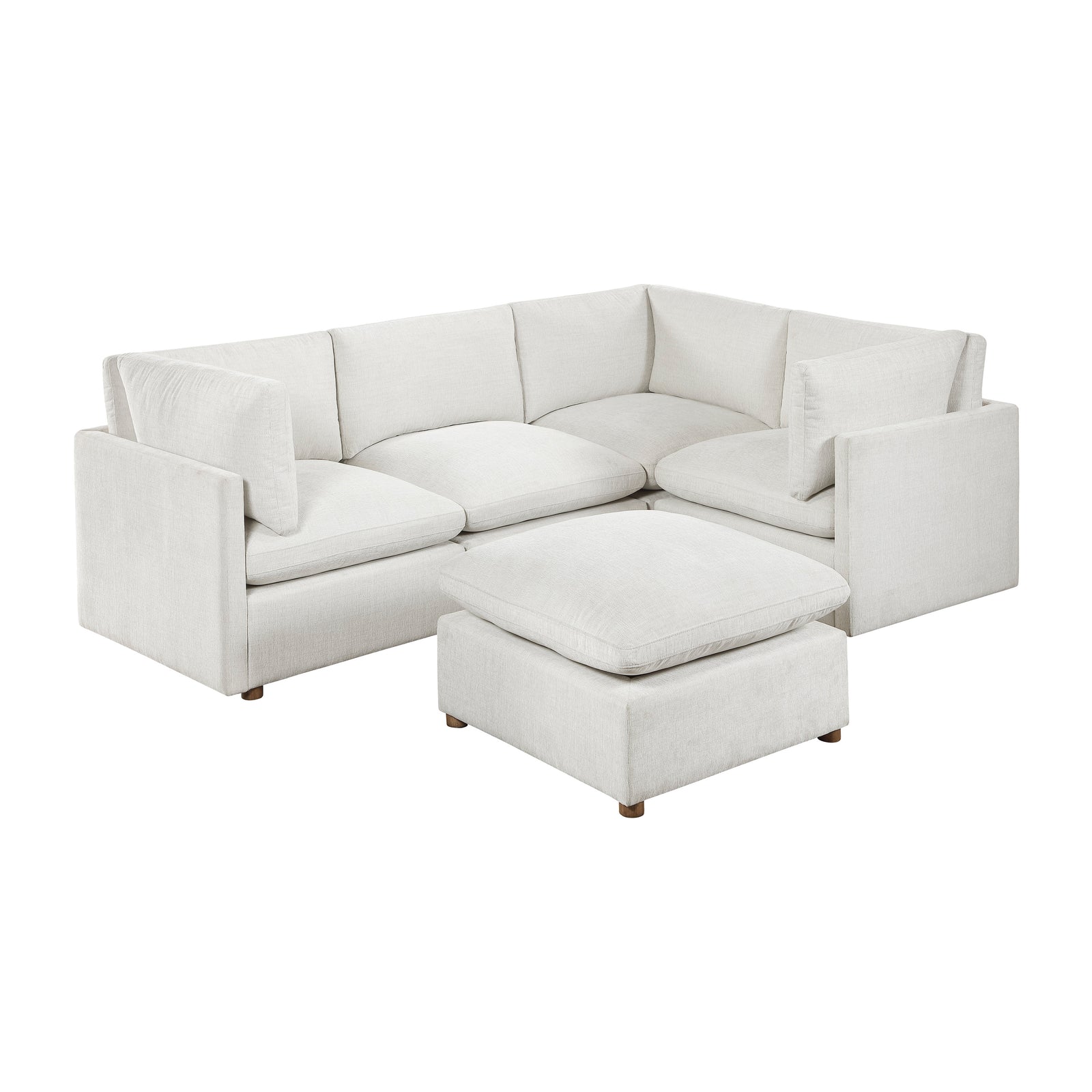 Solara Chenille Fabric 5-Piece Modular Sectional with Ottoman