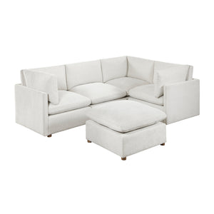 Solara Chenille Fabric 5-Piece Modular Sectional with Ottoman