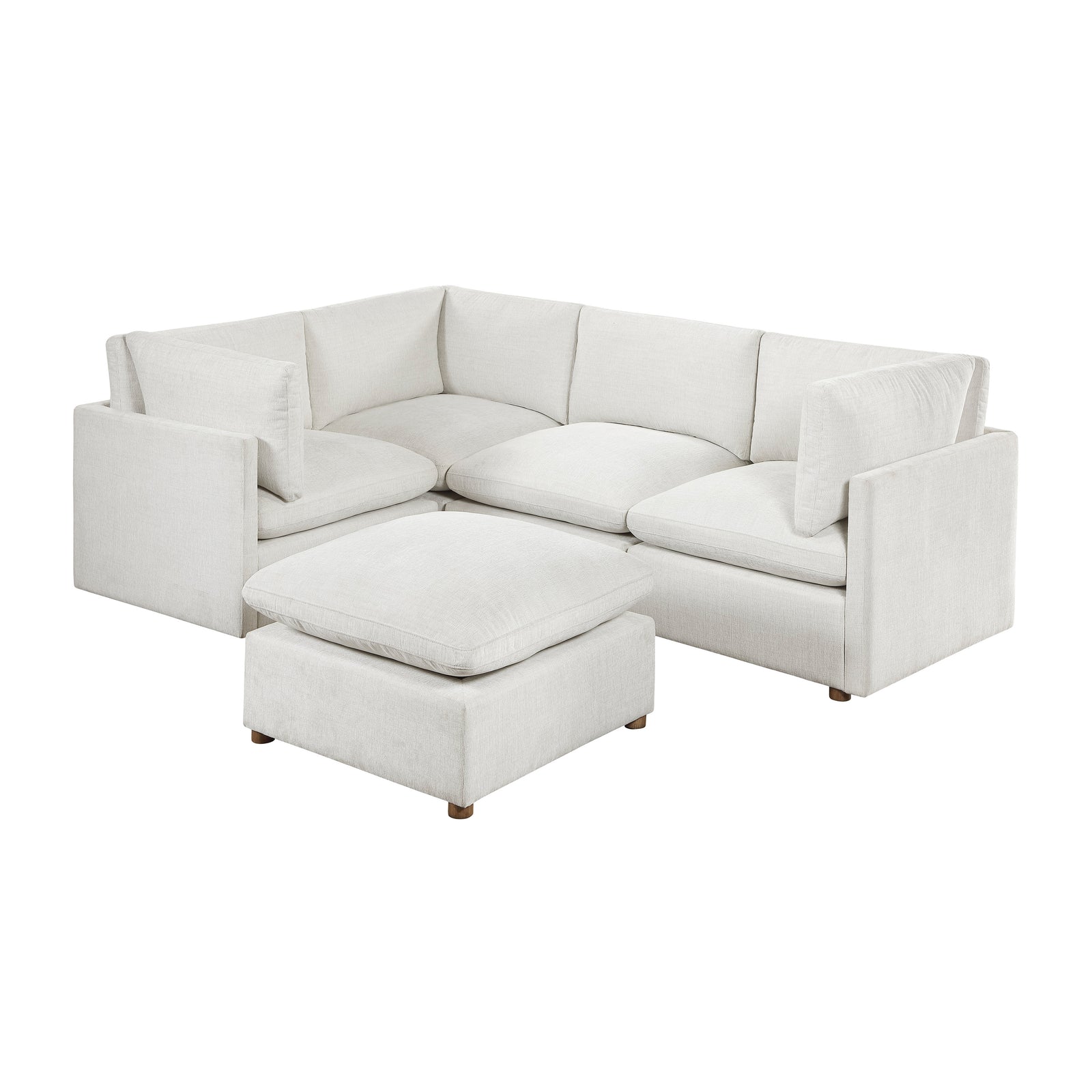 Solara Chenille Fabric 5-Piece Modular Sectional with Ottoman