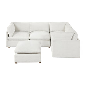 Solara Chenille Fabric 5-Piece Modular Sectional with Ottoman