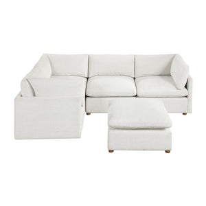 Solara Chenille Fabric 5-Piece Modular Sectional with Ottoman