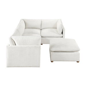 Solara Chenille Fabric 5-Piece Modular Sectional with Ottoman