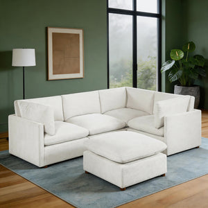 Solara Chenille Fabric 5-Piece Modular Sectional with Ottoman