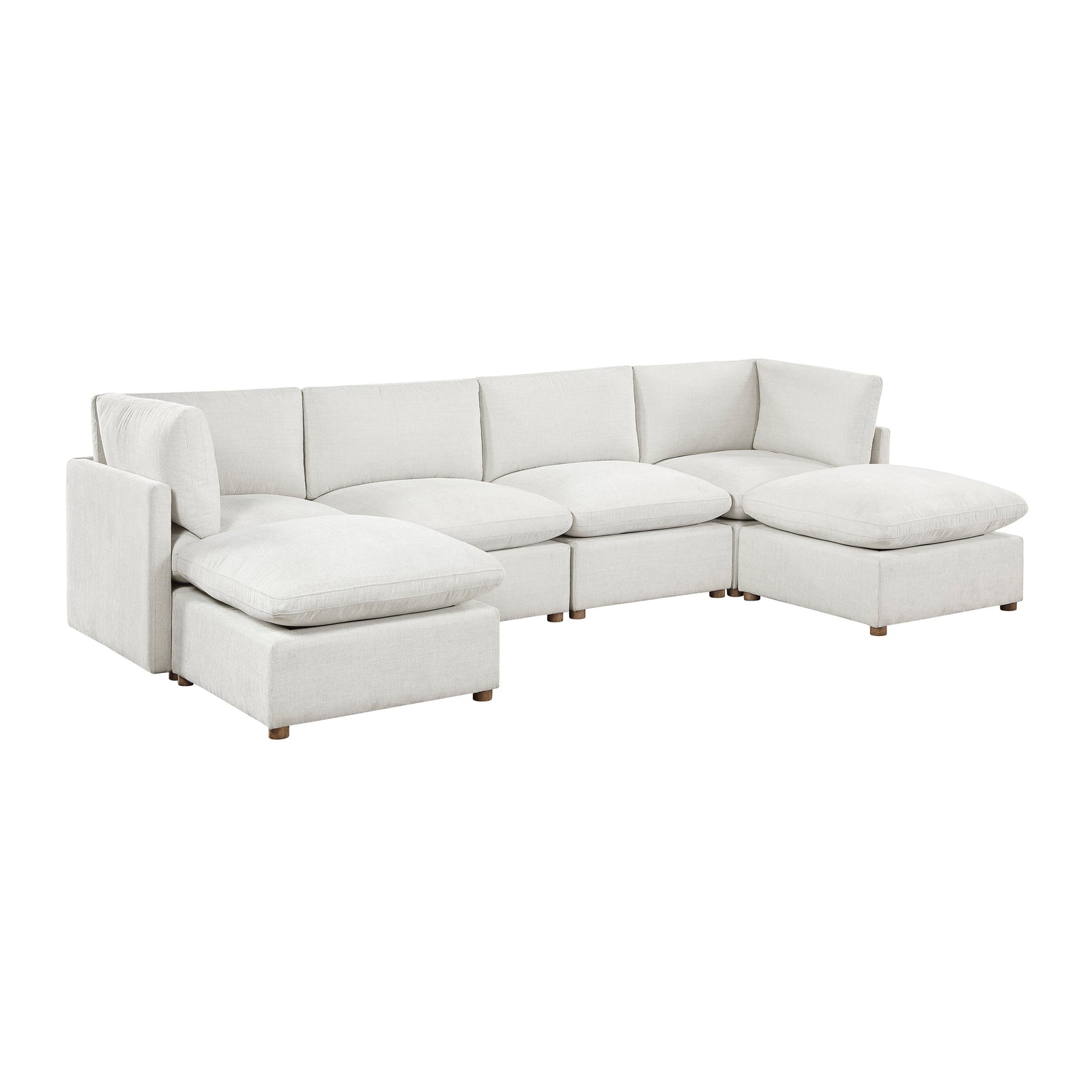 Solara Chenille Fabric 6-Piece Modular Sectional with Two Ottomans
