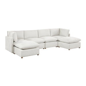 Solara Chenille Fabric 6-Piece Modular Sectional with Two Ottomans