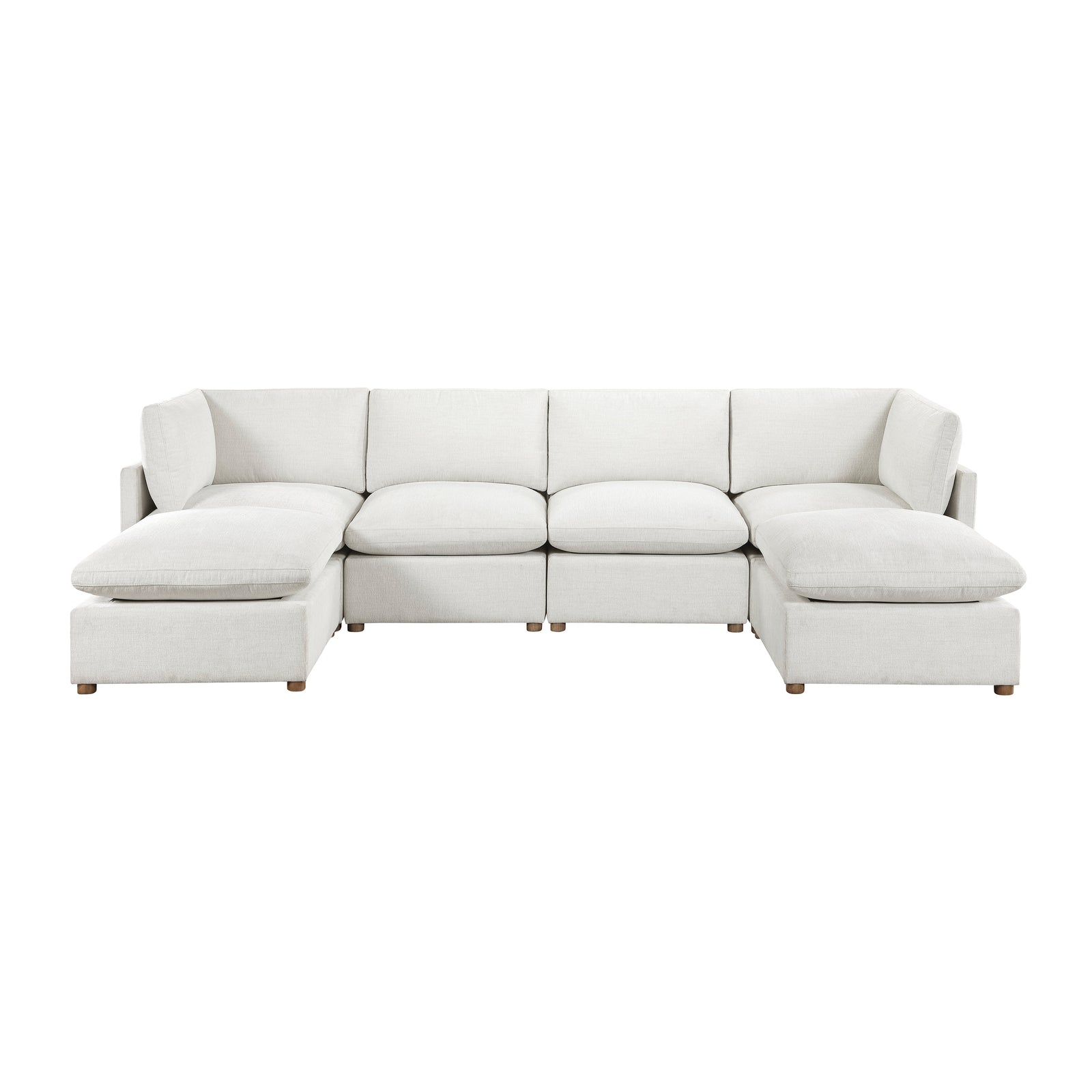Solara Chenille Fabric 6-Piece Modular Sectional with Two Ottomans