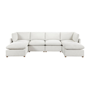 Solara Chenille Fabric 6-Piece Modular Sectional with Two Ottomans