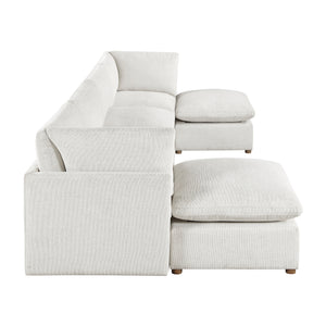 Solara Chenille Fabric 6-Piece Modular Sectional with Two Ottomans