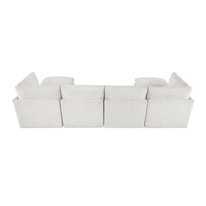 Solara Chenille Fabric 6-Piece Modular Sectional with Two Ottomans