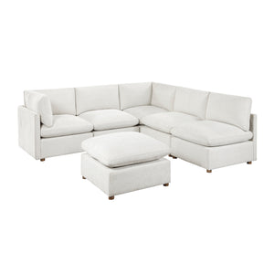 Solara Chenille Fabric 6-Piece Modular Sectional with Ottoman
