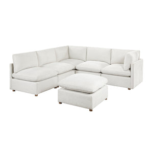 Solara Chenille Fabric 6-Piece Modular Sectional with Ottoman