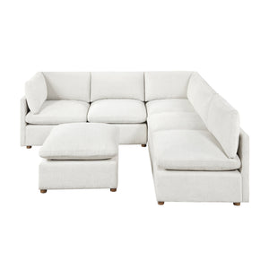 Solara Chenille Fabric 6-Piece Modular Sectional with Ottoman