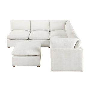 Solara Chenille Fabric 6-Piece Modular Sectional with Ottoman