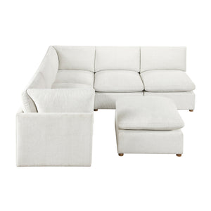 Solara Chenille Fabric 6-Piece Modular Sectional with Ottoman