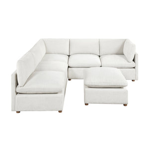Solara Chenille Fabric 6-Piece Modular Sectional with Ottoman