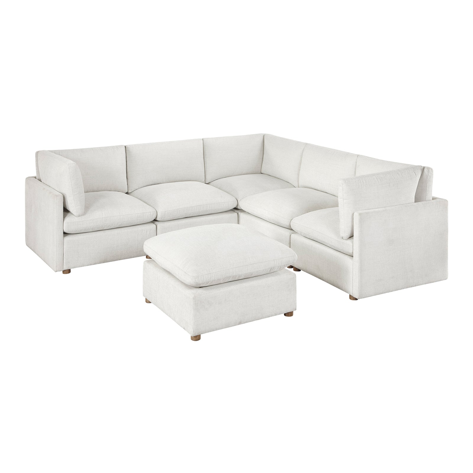 Solara Chenille Fabric 6-Piece Modular Sectional with Ottoman