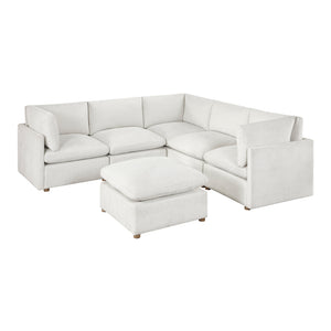 Solara Chenille Fabric 6-Piece Modular Sectional with Ottoman