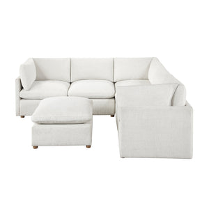 Solara Chenille Fabric 6-Piece Modular Sectional with Ottoman