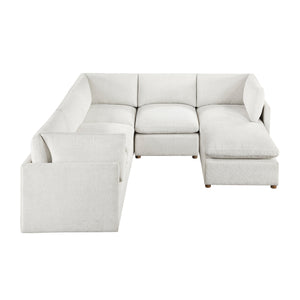 Solara Chenille Fabric 6-Piece Modular Sectional with Ottoman