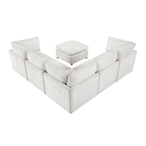 Solara Chenille Fabric 6-Piece Modular Sectional with Ottoman