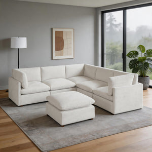 Solara Chenille Fabric 6-Piece Modular Sectional with Ottoman